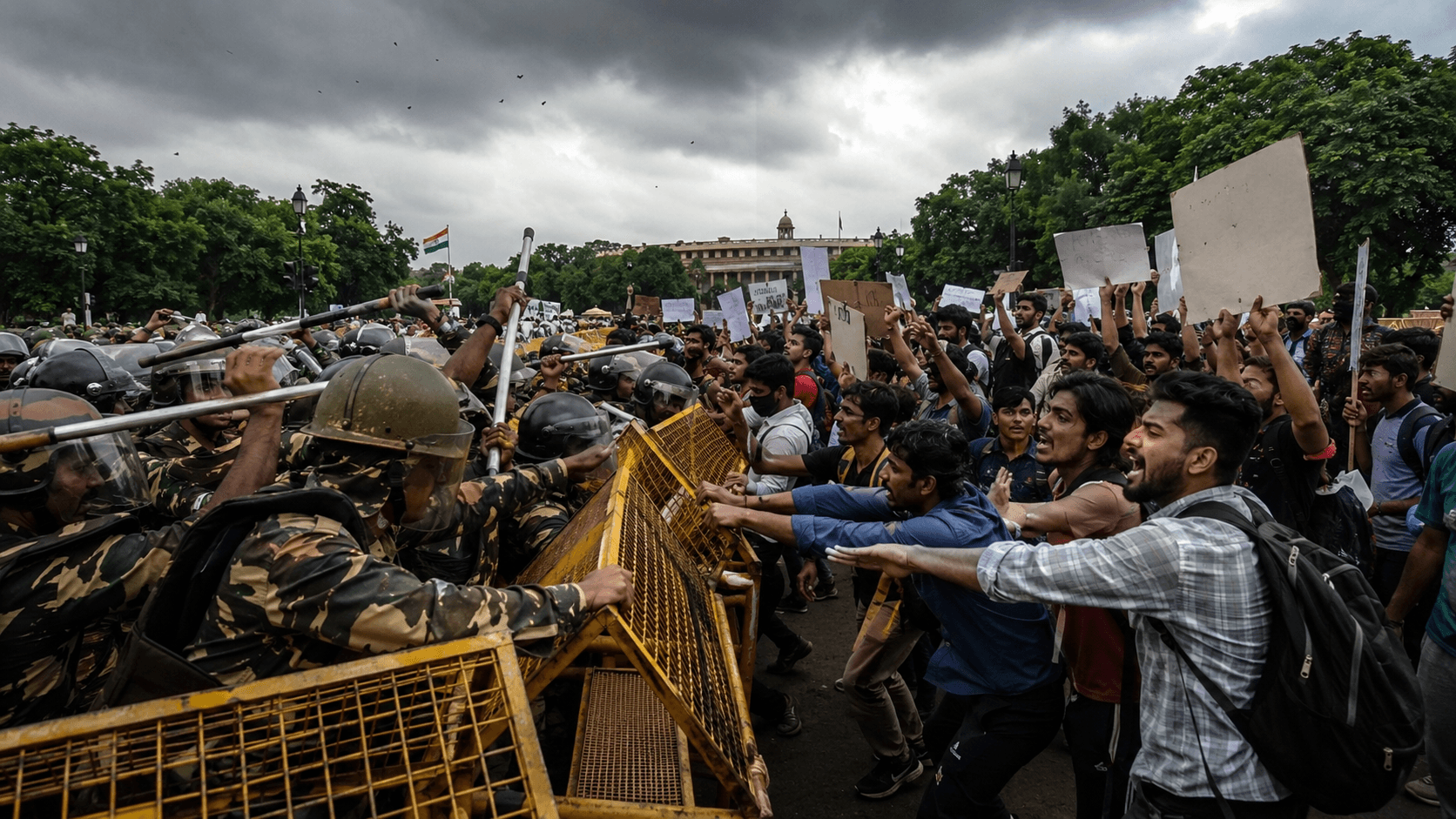 दिल्ली में 'संसद कूच' के दौरान छात्रों पर पुलिस कार्रवाई, कई घायल होने का दावा; पुलिस ने आरोपों से किया इनकार